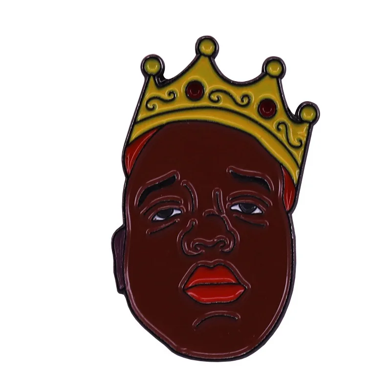 

Хип-хоп рэпер Звезда Известный B.I.G. Металлическая Медная брошь Biggie Smalls King в виде короны