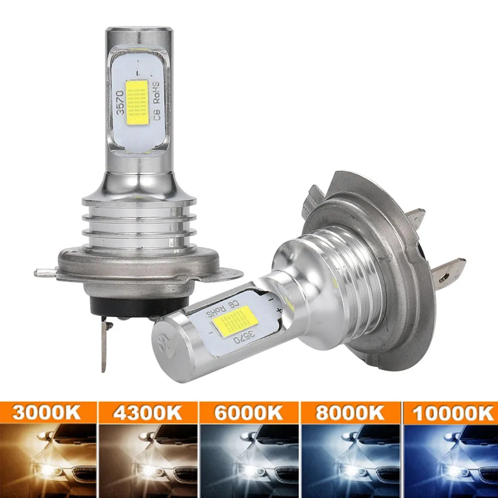 

2Pcs 4300K LED CSP Mini H7 LED Lamps For Cars Headlight Bulbs H4 H8 H11 Fog Light HB3 9005 HB4 Ice Blue 3000K Auto 12V 24V