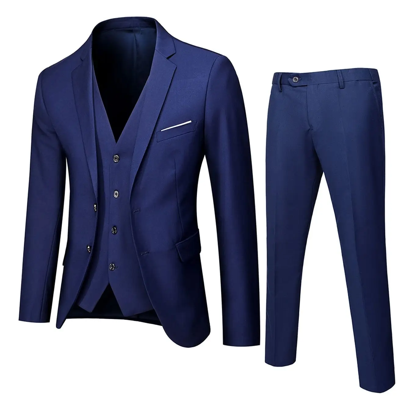 Mens Suit Four Seasons Men's Suit Three-piece Set Fashionable and Casual Formal Occasion Wedding Single-breasted Two-button Vest Trousers