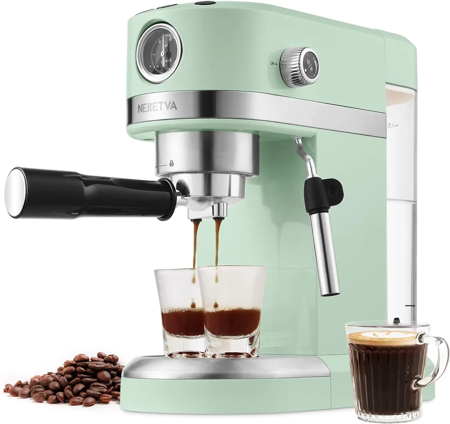 

20 Bar Espresso Coffee Machine with Steam Wand for Latte Espresso and Cappuccino, Compact Espresso Maker For Home Barista, 1350W