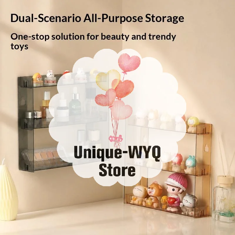 Clear Acrylic Wall-Mounted Makeup Organizer - 3-Tier Large Capacity for Space-Saving Bathroom Storage