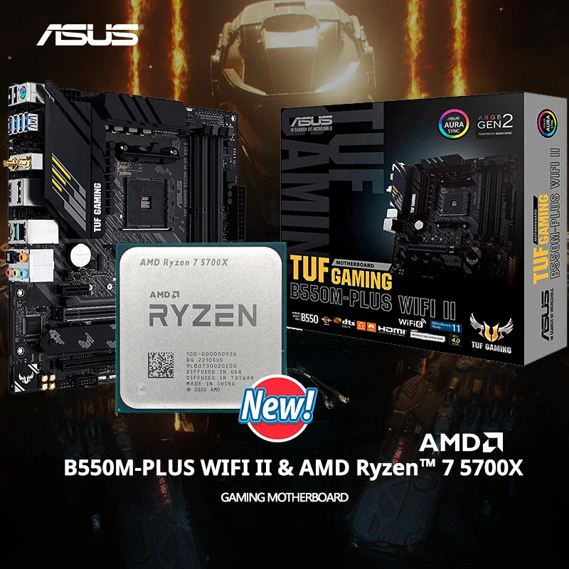 Novo amd ryzen 7 5700x r7 5700x + asus tuf gaming b550m plus (wi fi) ii ...