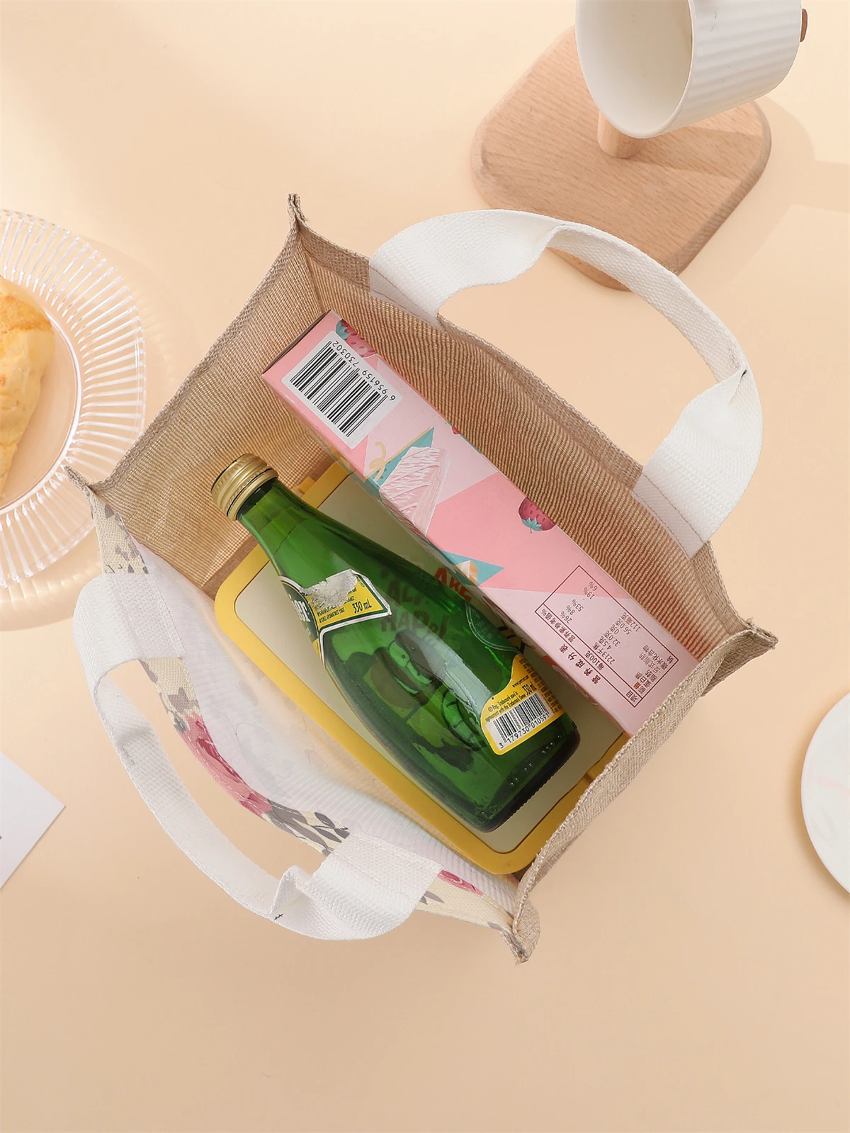 shopper bagHandbag portable lunch bag, casual handbag bento bag dinner bag large capacity camping student picnic food  bag