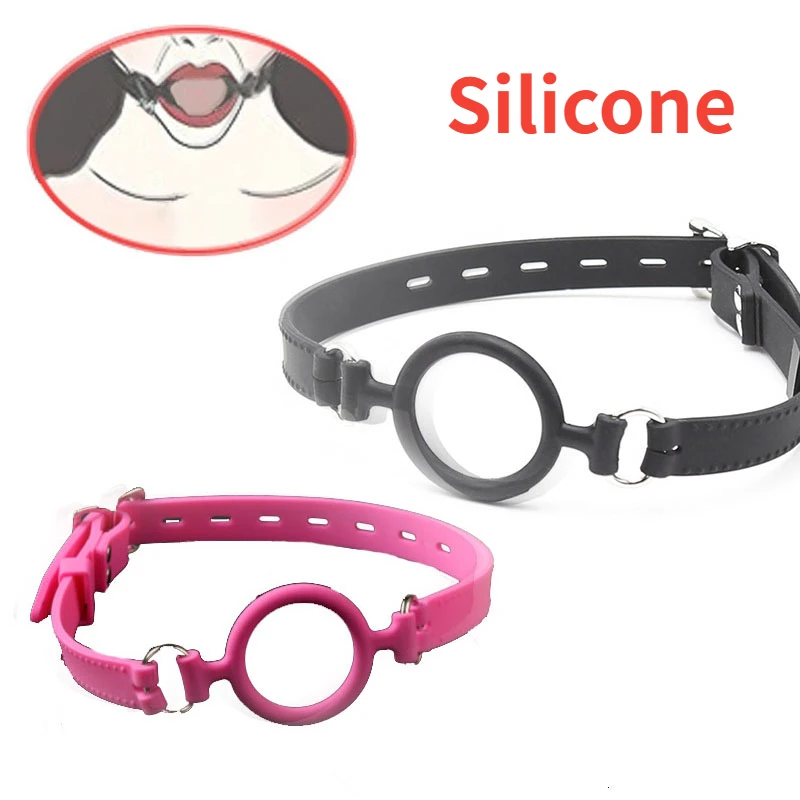Sex bondage toys silicone open mouth oral gag o ring head harness for women gay