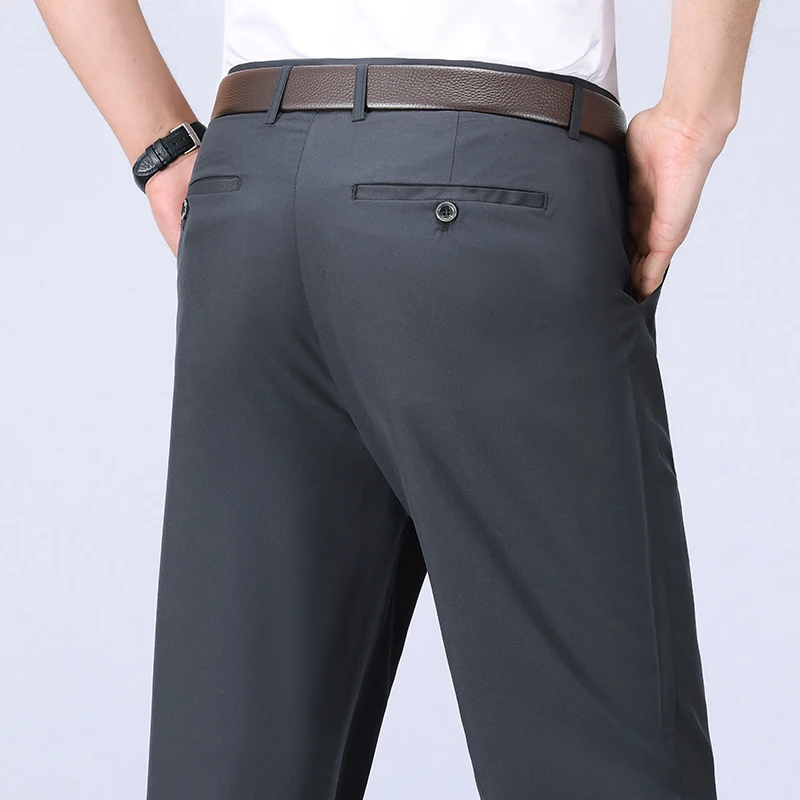 Casual Pants Male Stretch Solid Black Smart Men's Trousers Office Quick Dry Suit Pants New Spring Autumn Korean Straight