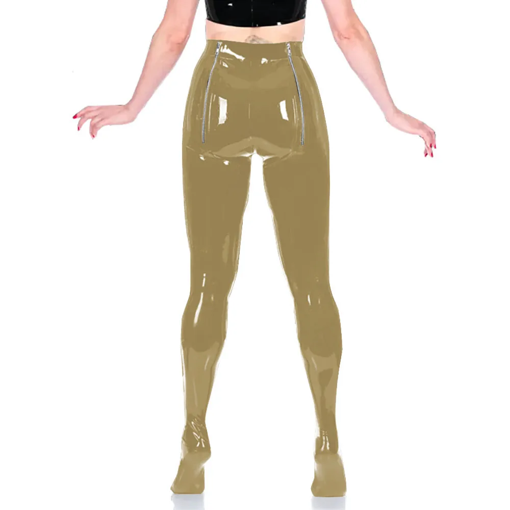 PVC Unisex Sexy Adult Exotic Bottoms Sissy Wetlook Women Zip Open Buttocks Fetish Bodycon Faux Latex Pencil Pants Plus Size 7XL