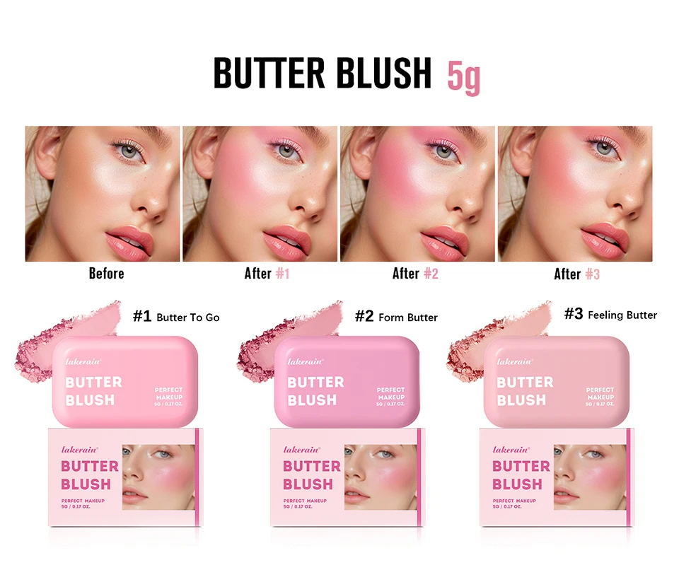 Description Picture 2 of itemPink Matte Butter Powder Blush Beauty Blush Palette High Pigment Facial Blush Powder For Women Long-Lasting Butter Scent Blush