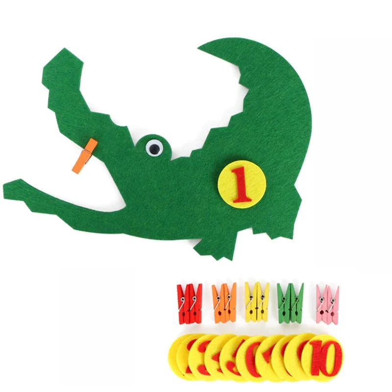 Handmade Felt Crocodile Clip Tooth Extraction Numbers 1-10 For Kids Learning Child Early Teaching Non Woven Package DIY Toys