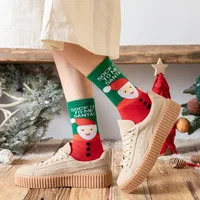5 pairs of autumn winter santa claus women's socks elk christmas tree geometric cotton socks 5