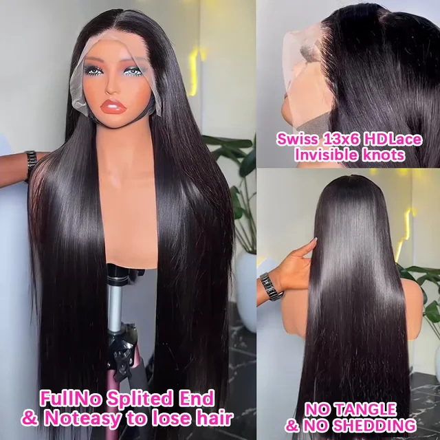 30 36 Inch Straight 13x4 Lace Front Human Hair 250% Glueless 5x5 Closure Wigs Brazilian Bone Straight 13x6 HD Lace Frontal Wig 2