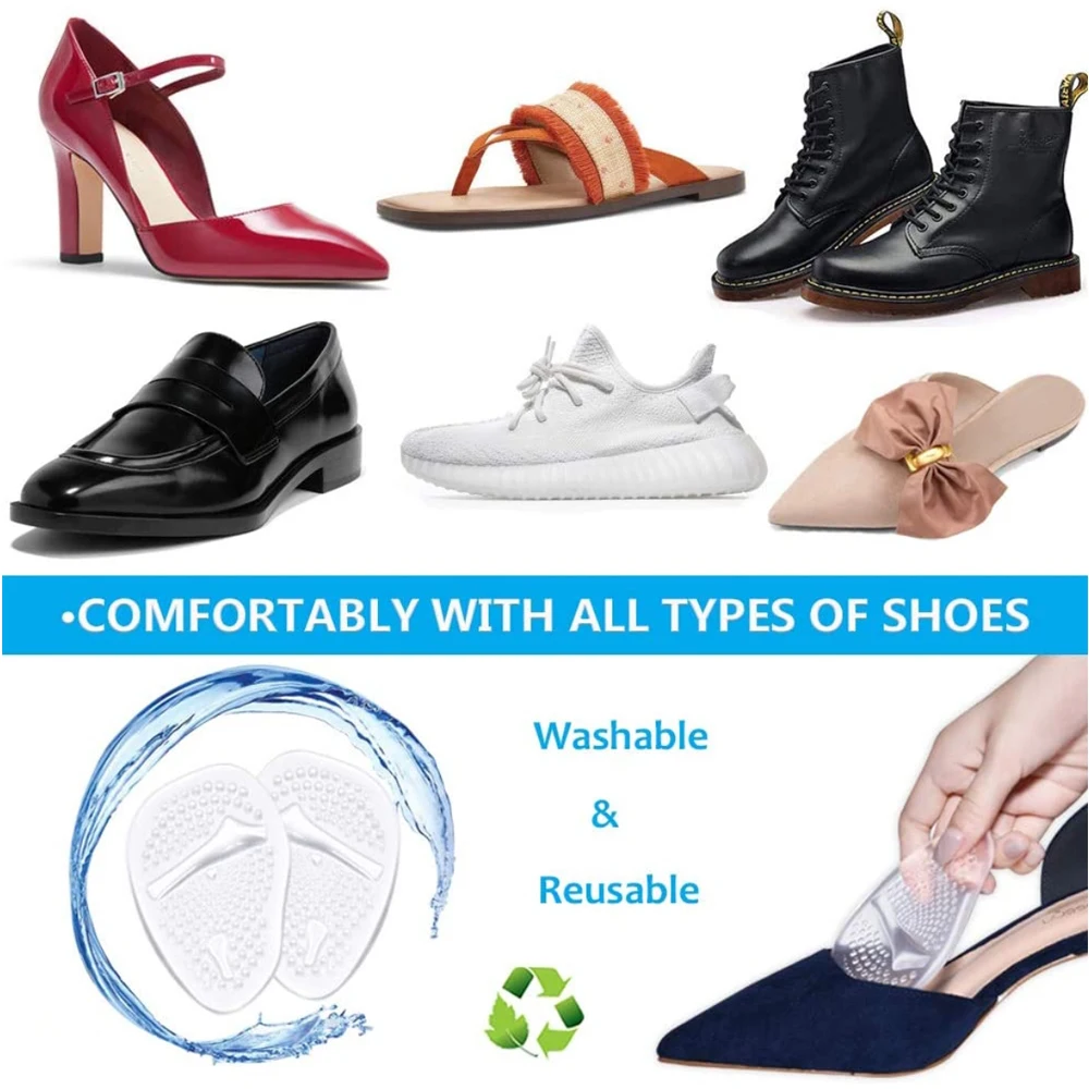 Silicone Forefoot Insert Metatarsal Pads for Women High Heels Sandals Non-slip Ball of Foot Cushions Pads for Feet Pain Relief