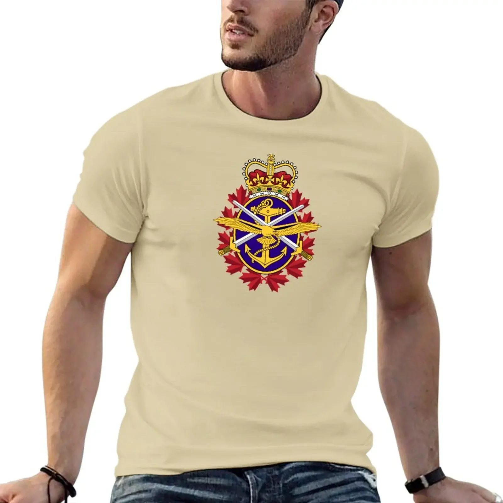 

2024 spring and fall t shirt Canadian Armed forces coat of arms flag T-Shirt Tee shirt oversized pure cotton tops streetwear