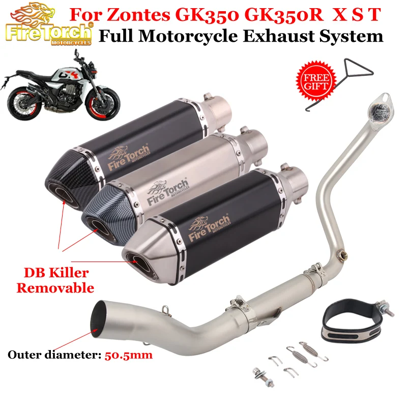 

Slip-On For Zontes GK350 GK350R GK 350 X S T Full Motorcycle Exhaust System Escape Modify Front Link Pipe Moto Muffler DB Killer