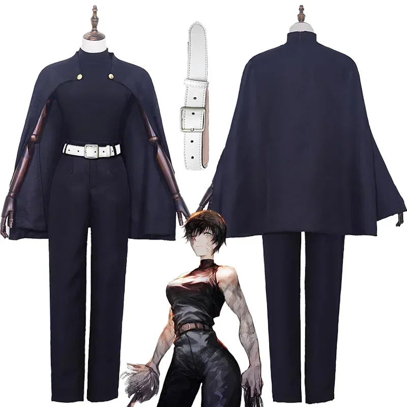 

Anime Jujutsu Kaisen Zenin Maki Cosplay Costume Uniform Cloak Tops Pants Full Set Halloween Carnival Party Women Costumes