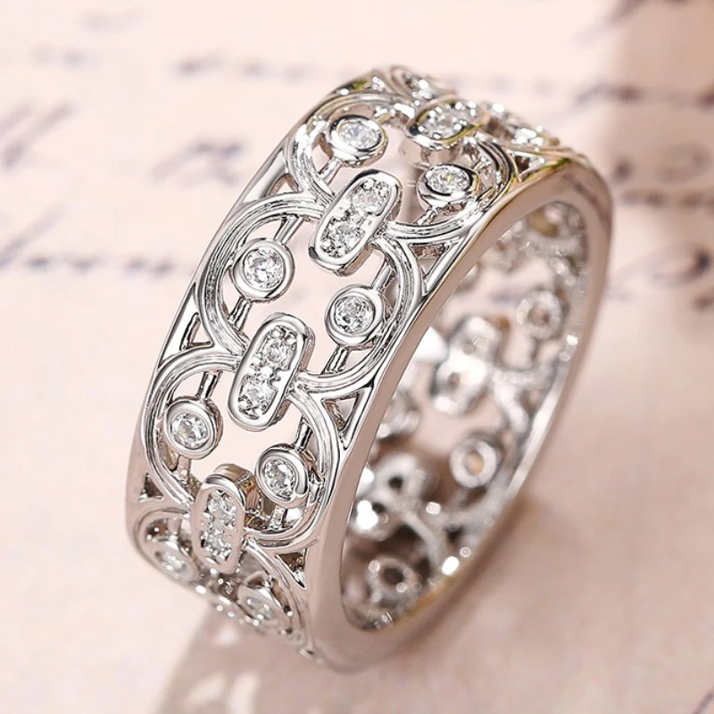 CAOSHI Aesthetic Hollow-out Design Finger Ring Female Party Accessories with Dazzling Zirconia Fancy Jewelry for Anniversary finger rings womens ring jewelry rings ring jewelry