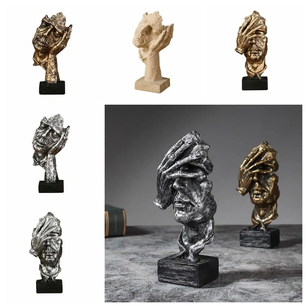 

Nordic Abstract Figurines Statue Durable Resin Art Crafts Face Character Sculpture Simple Art Statue Desktop