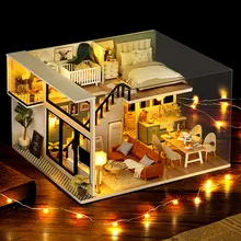 

SONGYI DIY Furniture for Dolls Doll House Lights Wood House Barbie House Dollhouse Wooden Furniture Kit Toys for Children New