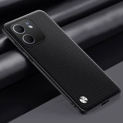 Carbon Fibre Hard Back Cover Case - Sleek and Durable Protection for OPPO A5 5G (Black(Carbon Fiber))