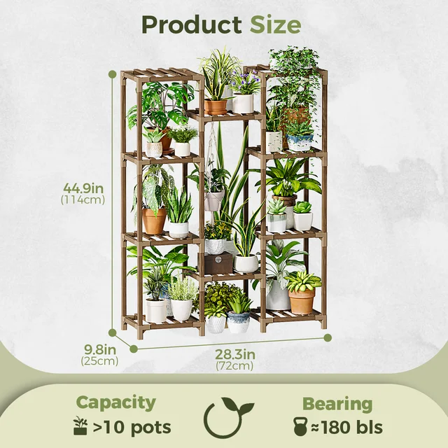 Tall Wood Plant Stand 2
