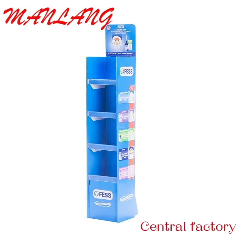 

CustomChina FoShan Manufacture Custom Euro Style Display Cardboard Stand 4 Shelves Up Advertising Paper Tower Rack For Pharmacy