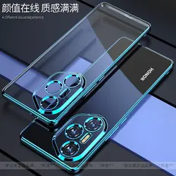 Luxury Transparent Electroplating Soft Silicone Shockproof Back Cover Case for HONOR 400 Pro (Blue)