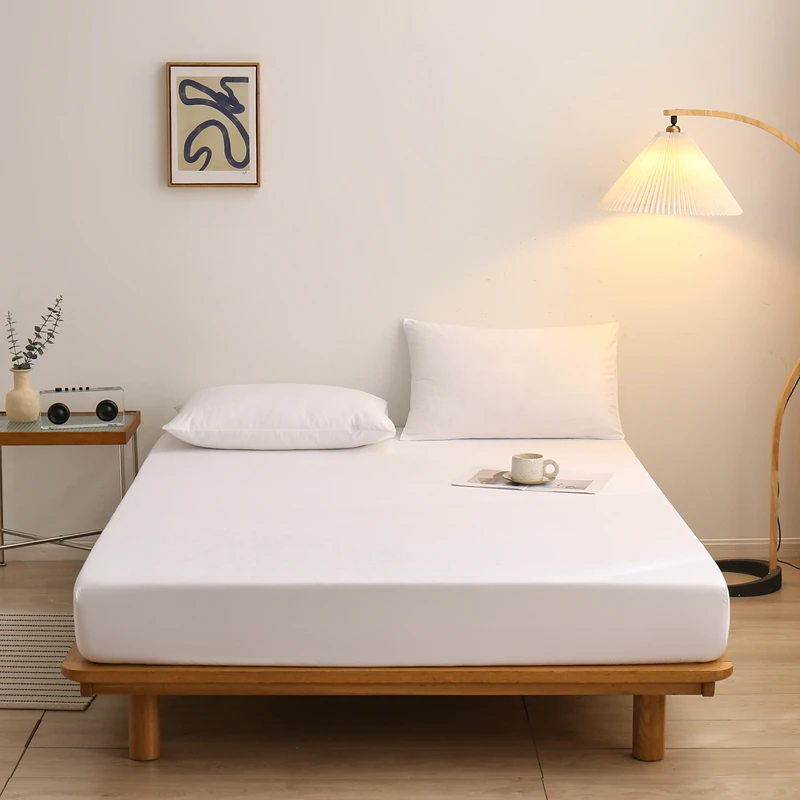 Solid Color Elastic Band Fitted Bedsheet Cover