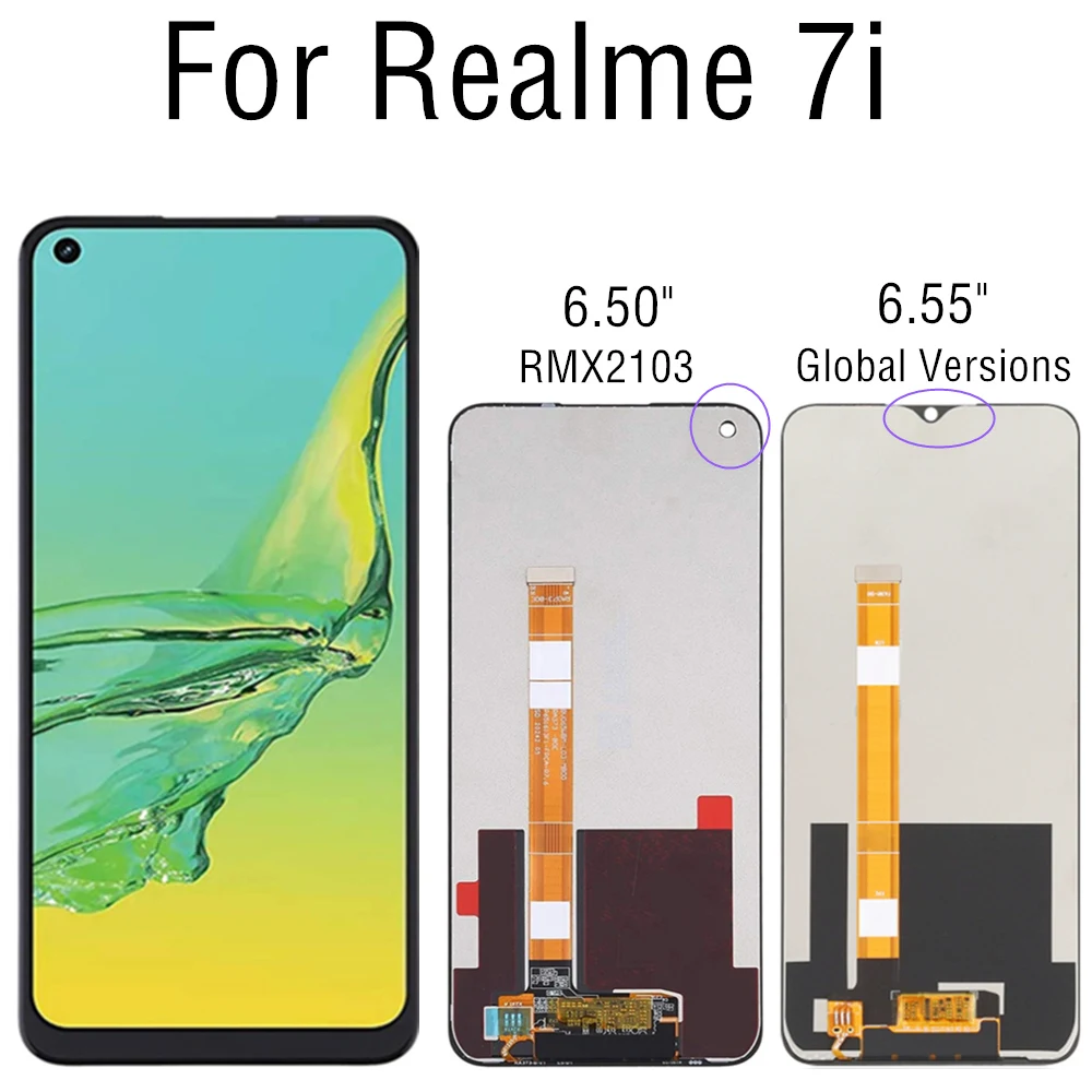 

6.5" For Realme 7i 4G RMX2103 LCD Display Screen Touch Digitizer Replacement For Realme 7i Global Helio G85 RMX2193 LCD