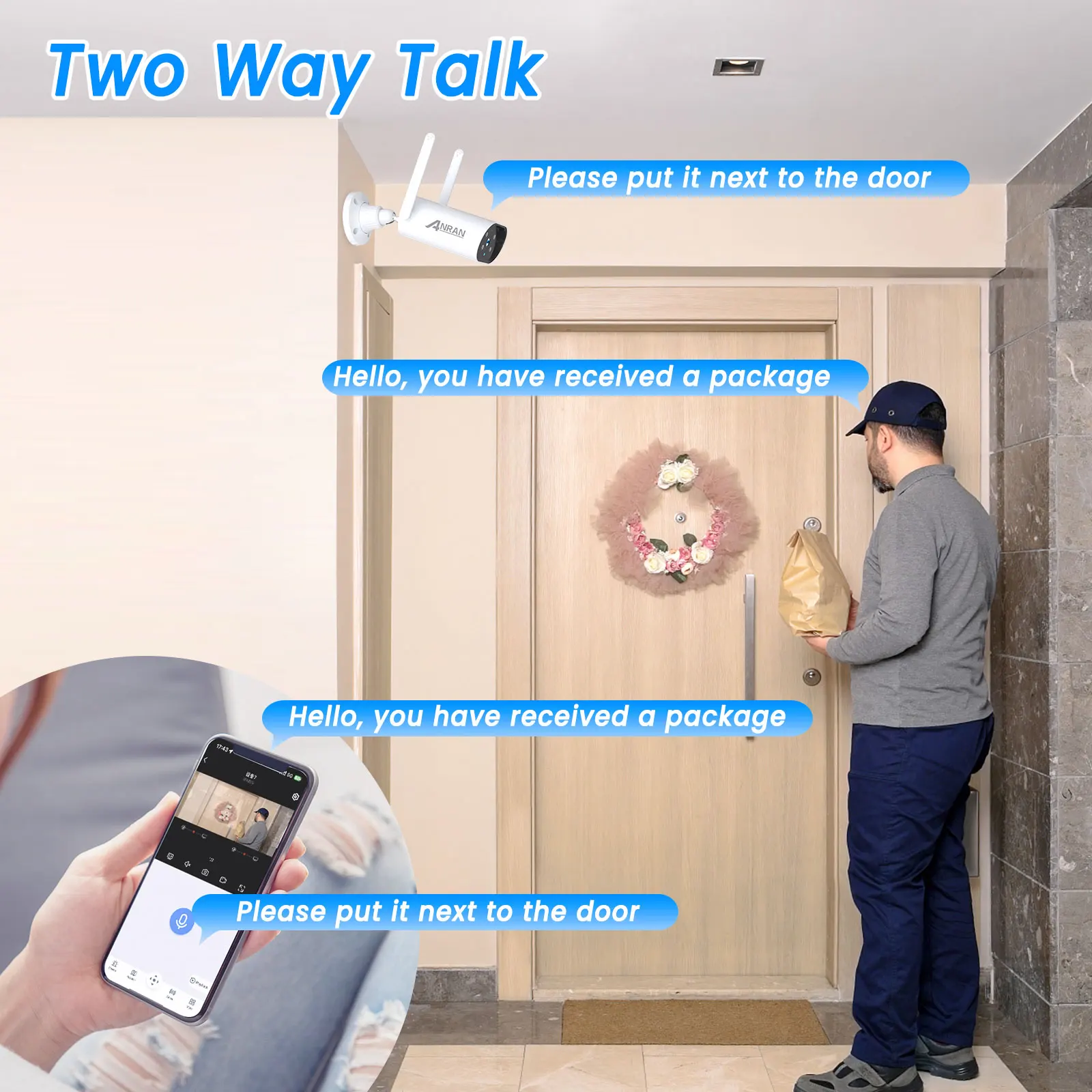 ANRAN 5MP Wifi Surveillance Camera 1920P HD IR Night Vision Outdoor Wireless Security CCTV Camera Two-way Audio Motion Detection