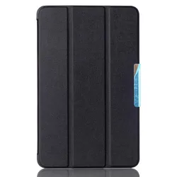 Premium Flat Leather Case with Three - Fold Ultra - Thin Magnetic Sleep Protection for Tab A SM - T510 T515 (Black)