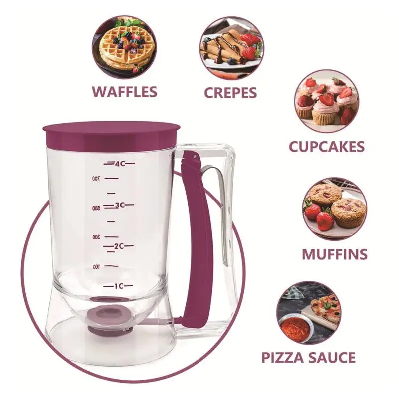 Pancake Cupcake Batter Dispenser Hand-held Graduated Funnel Dispenser Easy Pour Baking Supplies For Waffles, Pancakes, Muffins
