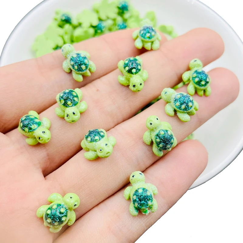 New Mini Kawaii Cartoon Little Turtle Resin Scrapbook Rhinestones 3D 10 Pcs For DIY Manicure Accessories Decorations resin nail art crafts cartoon animals nail art accessories cartoon animal nail art crafts resin embellishments