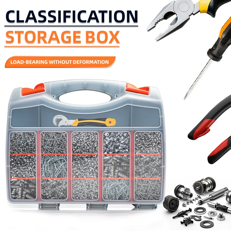 Storage Box AIRAJ Tool Box Multiple Grid Double-Sided Garage Toolbox Plastic Boxes Professional Complete Case for Mechanics Organizer Tools