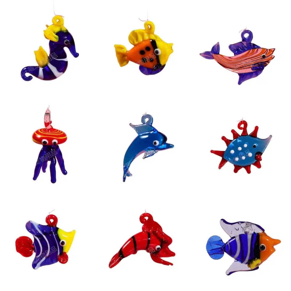 Glass Aquarium Decor Clownfish Ocean Floating Marine Animal Jellyfish Mini Figurine Pendant Fish Tank Natural Shell Ornaments Resin Starfish Ornaments