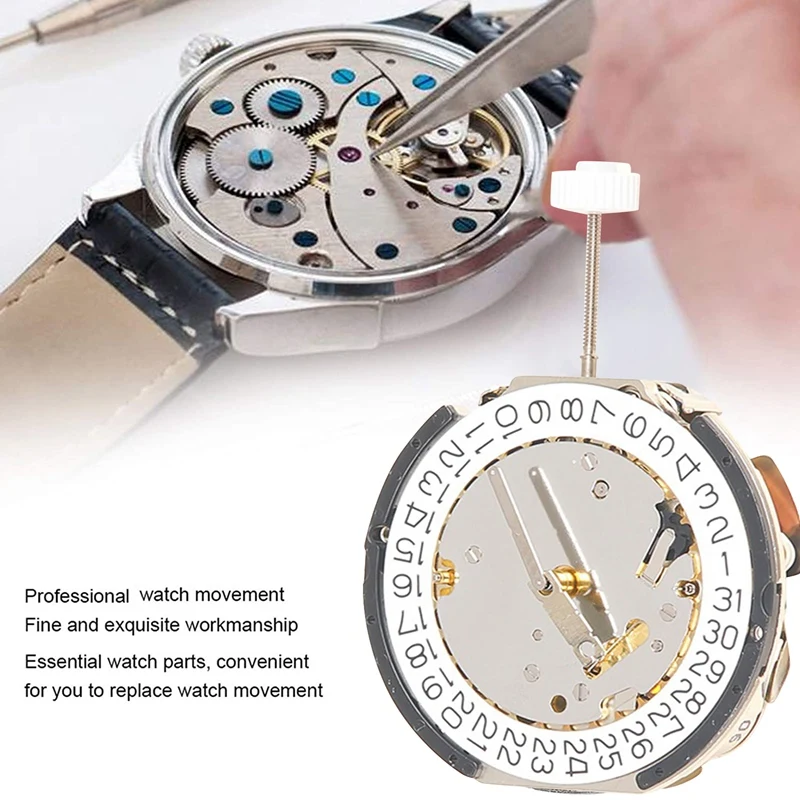 

3520D Quartz Watch Movement Replacement Movement White Machine 6.12 Small Second Multi-Kinetic 3520.D Watch Movement For RONDA