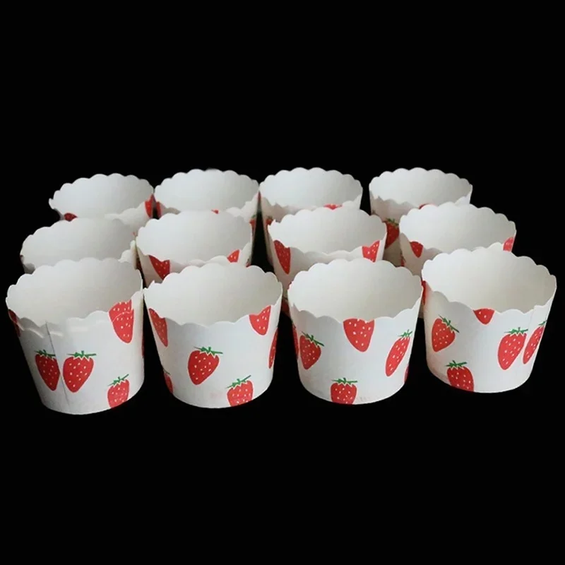 50pcs/bag Cute Cup Suitable Birthday Wedding Baking Tool Red Strawberry Letter Cupcake Paper Muffin Liner Cases Kitchen Supplies