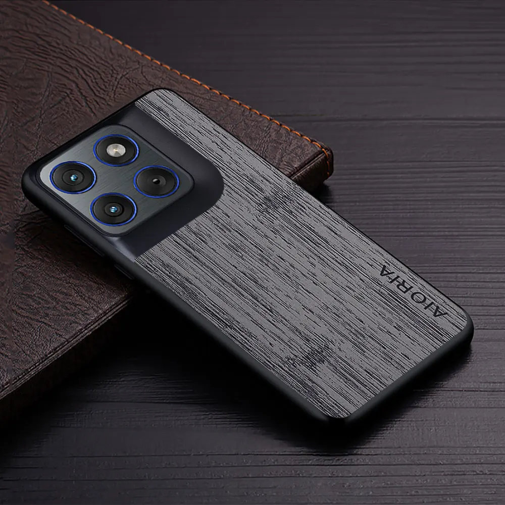 Wood Grain Faux Leather Phone Cover - Elegant Case