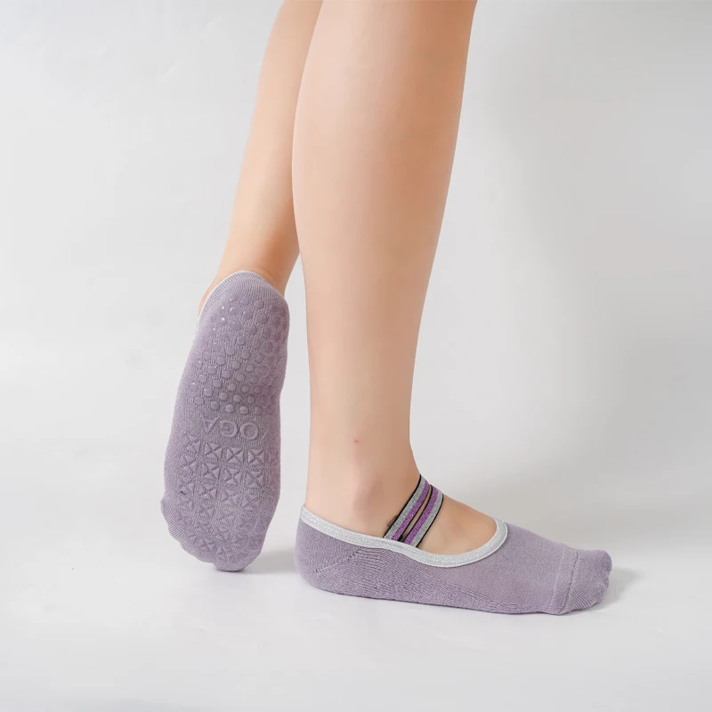 Professional Women Anti-slip Yoga Socks Backless Bandage Pilates Socks Ladies Ballet Dance   Fitness Slipper Cotton Sports Socks