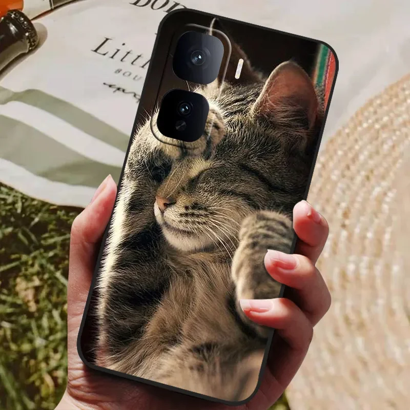 Cute Cat TPU Soft Silicone Protective Case Cover - Painted Design for VIVO IQOO Neo 10 Series