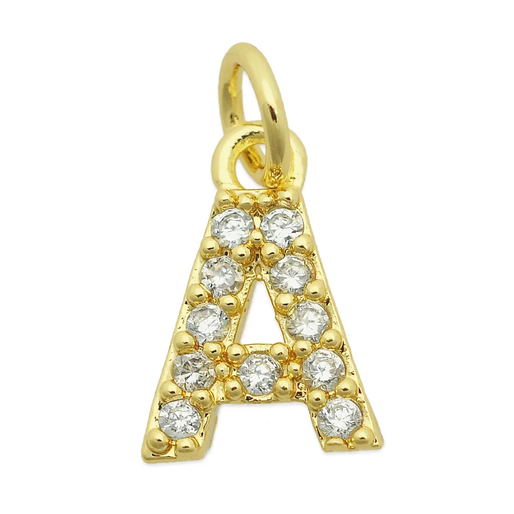 5pcs/lot Brass Cubic Zironia Letter Charms A-Z DIY Jewelry Pendant Wholesale Factory Price Initial Name Making Custom |