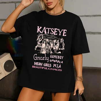 Hot Katseye Funny Print T-shirt Women Men Casual Graphic Tees Tops Unisex O-neck Short Sleeve T Shirt Gothic Y2k Tshirt Clothes 1