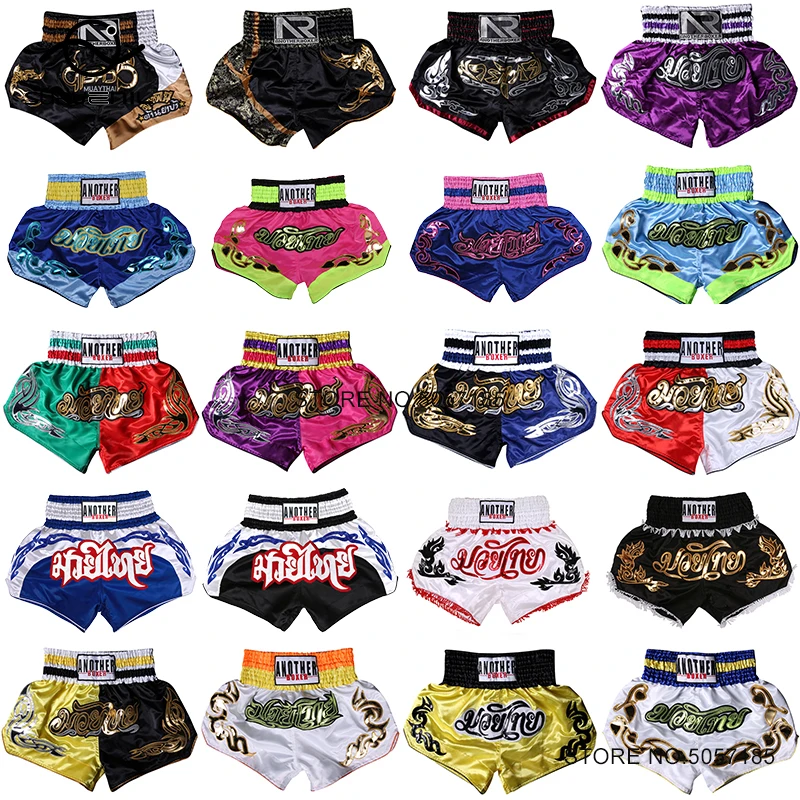 

Muay Thai Shorts Men's Women's Fighting Kickboxing Pants Embroidery Thai Boxing Shorts Child Gym Martial Arts Training Clothing