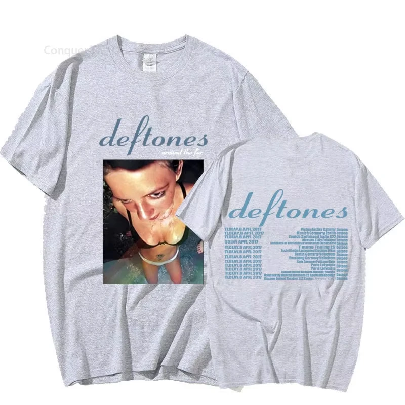 New Deftones Around The Fur Tour Band Concert Print Men's T Shirt and Women Punk Vintage Oversize Tees Summer Cotton Tops