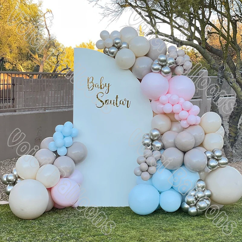 

131pcs Doubled Apricot Latex Balloons Garland Arch Kits Wedding Birthday Event Silver Baby Shower Valentine Proposal Decoration