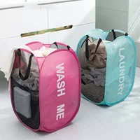 Folding Popup Laundry Baskets Home Mesh High Capacity Washable Dirty Clothes Toys Dolls Storage Bathroom Hamper Bag Side Pockets 2