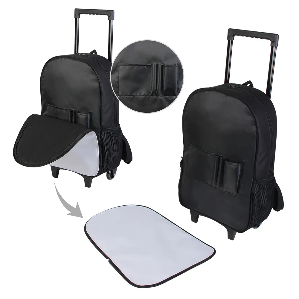 Portable Trolley School Bag Sublimation Blank Wheeled Schoolbag Student Book Bag Travel Storage Bags For Heat Transfer Print 6