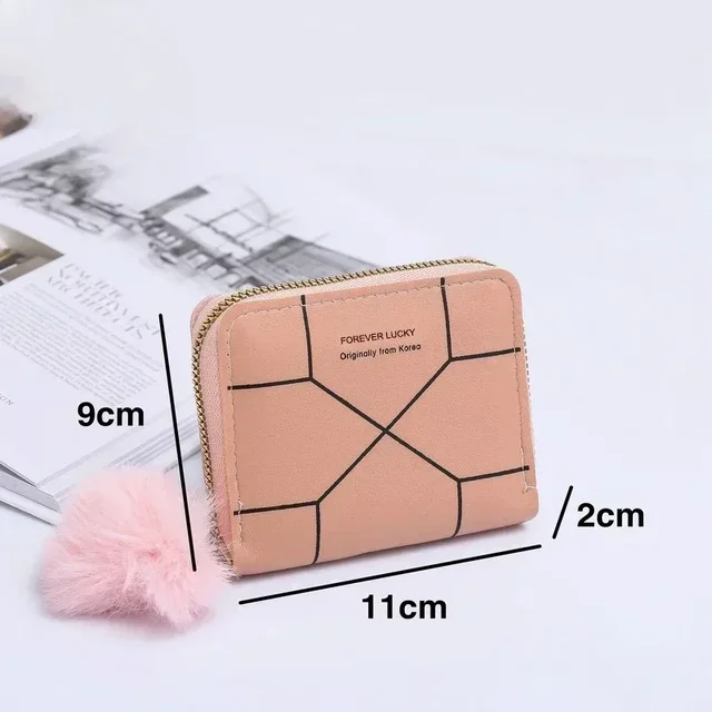 New Women's Wallet Short Simple Card Bag Wallet Summer Zipper PVC Material Card Clip Pendant Daily Collocation Small Wallet 6