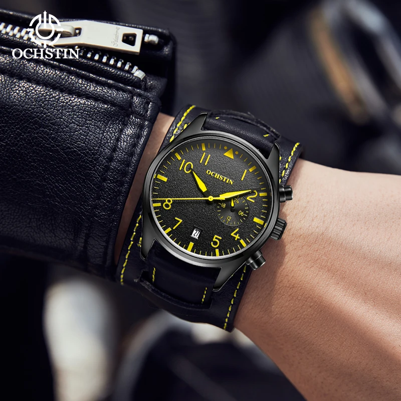 OCHSTIN New Craftsmanship Series Casual Fashion Simple Waterproof Quartz Movement Multifunctional Glow Men's Quartz Watch