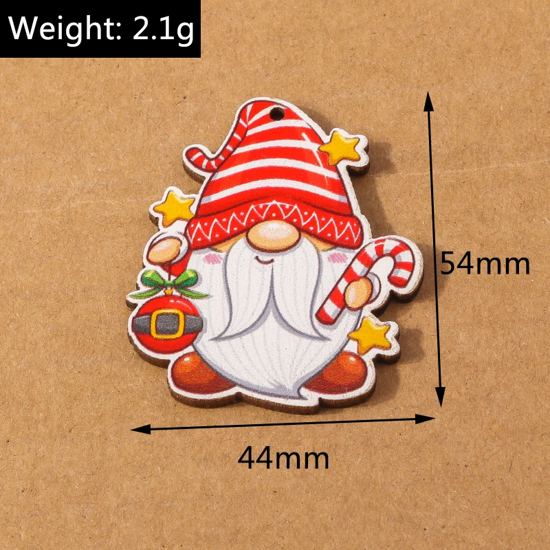 10 stücke Holz Weihnachts baum Charms Elch Santa Claus Anhänger Charme für die Herstellung von Halskette Ohrring Zubehör DIY Weihnachten Geschenke Lieferungen – Detail 8
