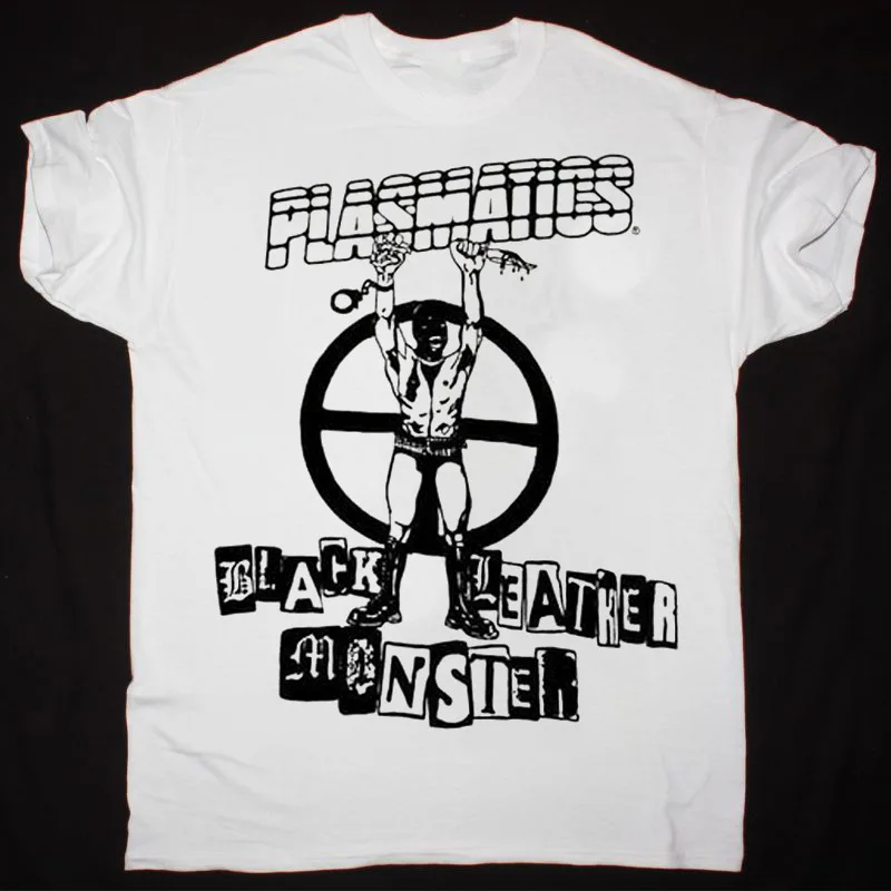 

Черная кожаная футболка унисекс Vtg Plasmatics в виде монстра из хлопка, белая футболка