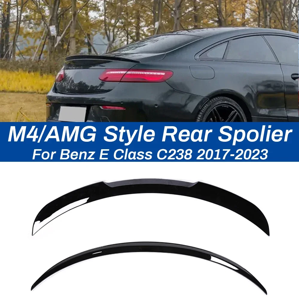 

Gloss Black Rear Trunk Spoiler For Mercedes Benz E Class Coupe C238 Boot Deflector E53 AMG M4 Style Carbon Fiber Look Wings